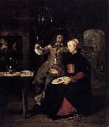 Gabriel Metsu Portrait of the Artist with His Wife Isabella de Wolff in a Tavern oil painting
